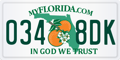 FL license plate 0348DK