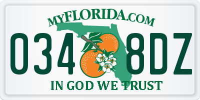 FL license plate 0348DZ