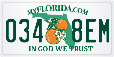FL license plate 0348EM