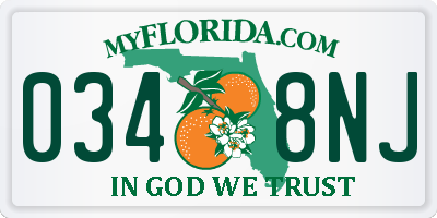 FL license plate 0348NJ