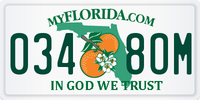 FL license plate 0348OM