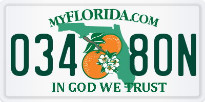 FL license plate 0348ON
