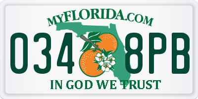 FL license plate 0348PB