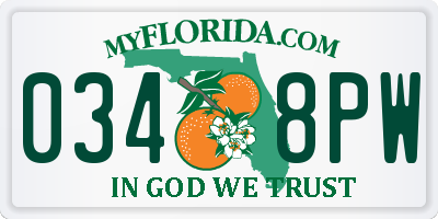 FL license plate 0348PW