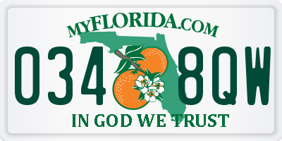 FL license plate 0348QW