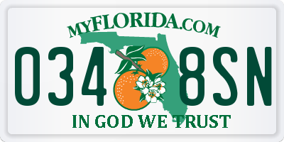 FL license plate 0348SN