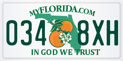 FL license plate 0348XH