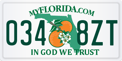 FL license plate 0348ZT