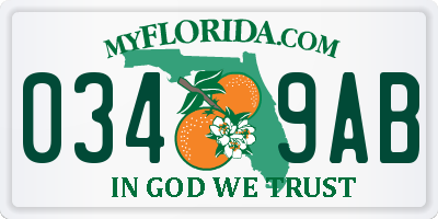 FL license plate 0349AB