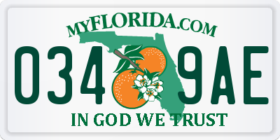 FL license plate 0349AE