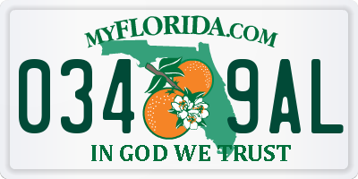 FL license plate 0349AL