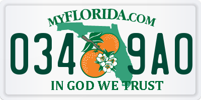 FL license plate 0349AO