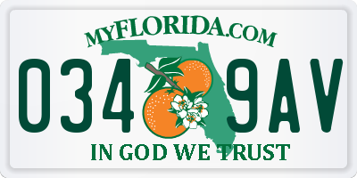 FL license plate 0349AV