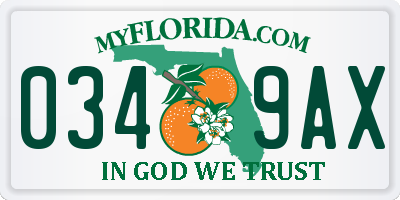 FL license plate 0349AX
