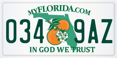 FL license plate 0349AZ