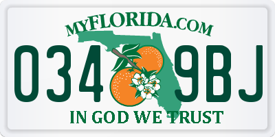 FL license plate 0349BJ