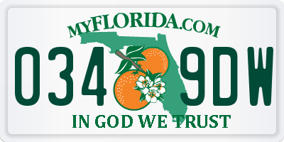 FL license plate 0349DW