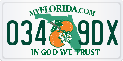 FL license plate 0349DX
