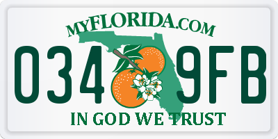 FL license plate 0349FB
