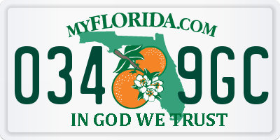 FL license plate 0349GC