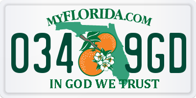FL license plate 0349GD