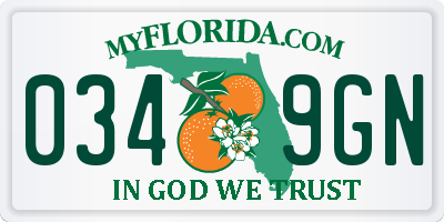 FL license plate 0349GN