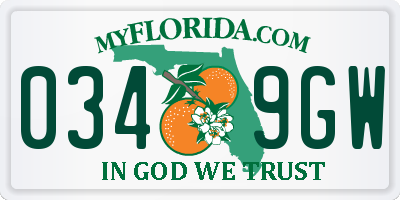 FL license plate 0349GW