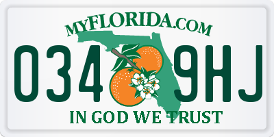 FL license plate 0349HJ