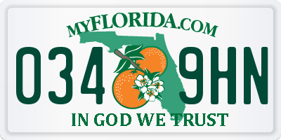 FL license plate 0349HN