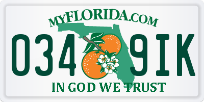 FL license plate 0349IK
