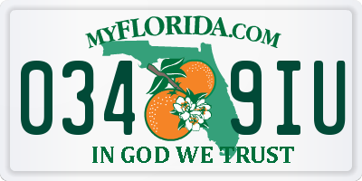 FL license plate 0349IU