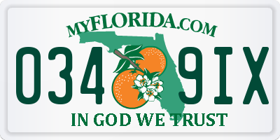 FL license plate 0349IX