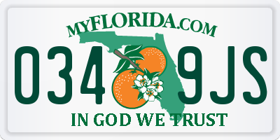 FL license plate 0349JS