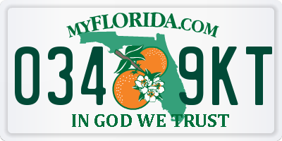 FL license plate 0349KT