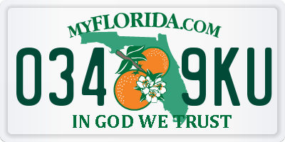 FL license plate 0349KU