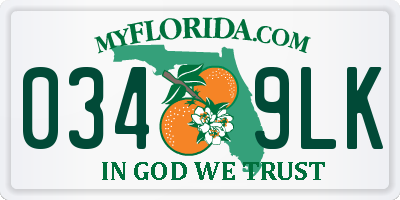 FL license plate 0349LK