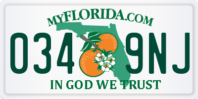 FL license plate 0349NJ