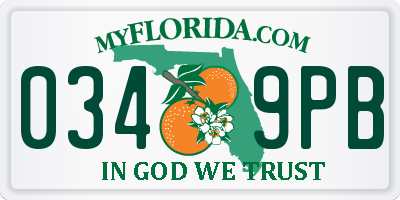 FL license plate 0349PB