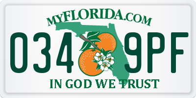 FL license plate 0349PF