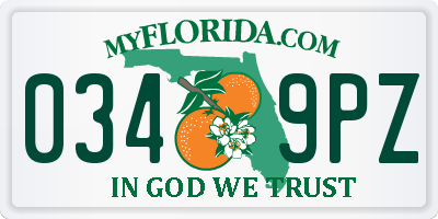 FL license plate 0349PZ