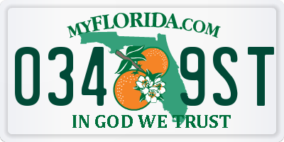 FL license plate 0349ST