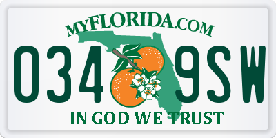 FL license plate 0349SW