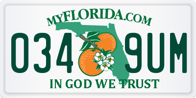 FL license plate 0349UM