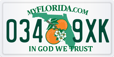 FL license plate 0349XK