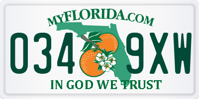 FL license plate 0349XW