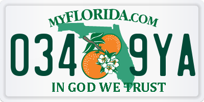 FL license plate 0349YA