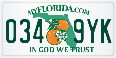FL license plate 0349YK