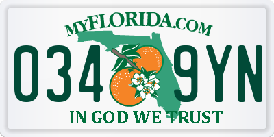 FL license plate 0349YN