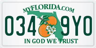 FL license plate 0349YO