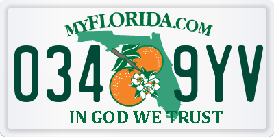 FL license plate 0349YV
